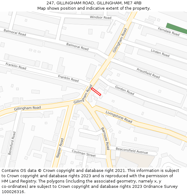 247, GILLINGHAM ROAD, GILLINGHAM, ME7 4RB: Location map and indicative extent of plot