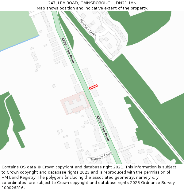 247, LEA ROAD, GAINSBOROUGH, DN21 1AN: Location map and indicative extent of plot