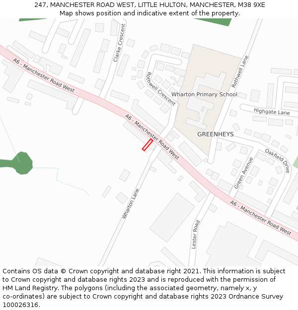 247, MANCHESTER ROAD WEST, LITTLE HULTON, MANCHESTER, M38 9XE: Location map and indicative extent of plot