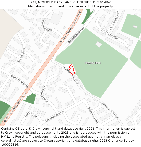 247, NEWBOLD BACK LANE, CHESTERFIELD, S40 4RW: Location map and indicative extent of plot