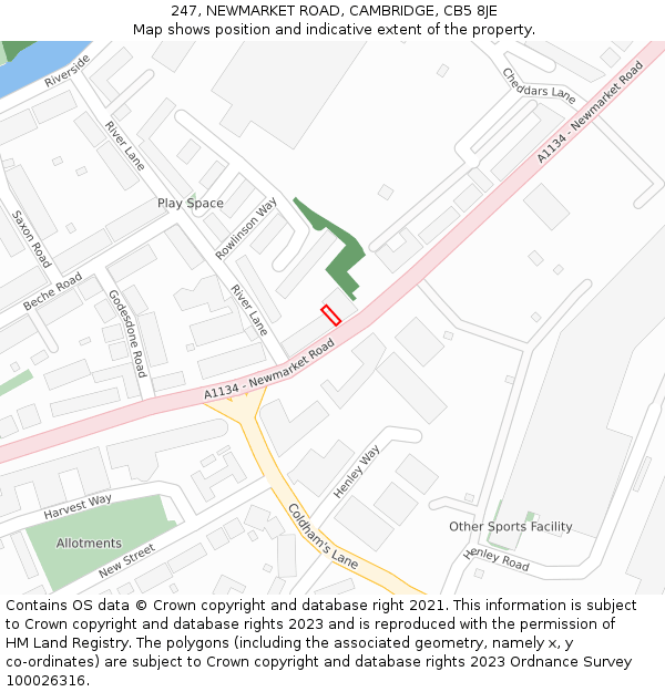 247, NEWMARKET ROAD, CAMBRIDGE, CB5 8JE: Location map and indicative extent of plot