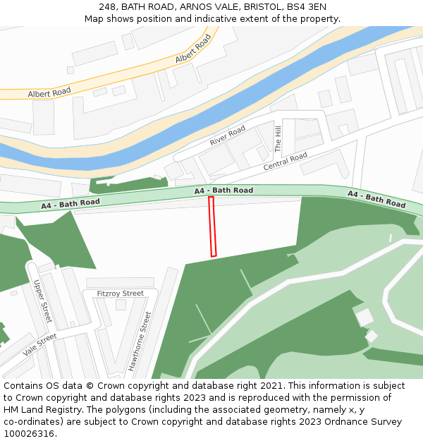 248, BATH ROAD, ARNOS VALE, BRISTOL, BS4 3EN: Location map and indicative extent of plot