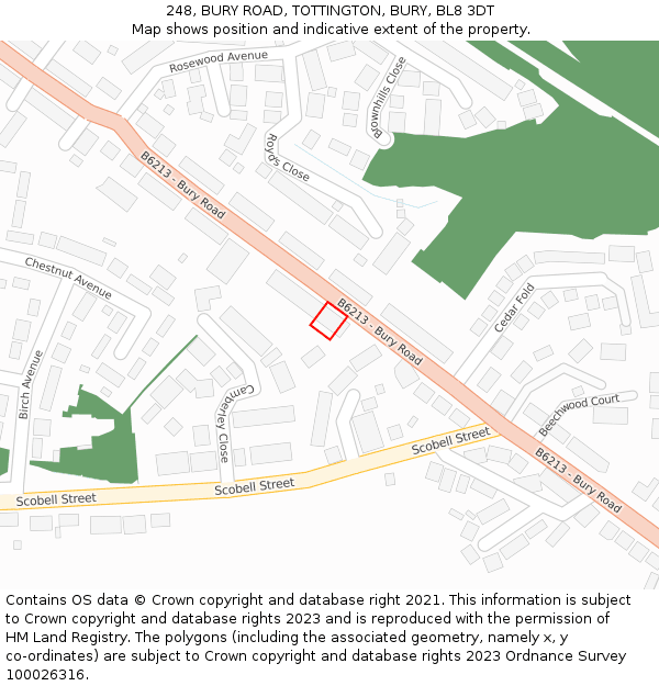 248, BURY ROAD, TOTTINGTON, BURY, BL8 3DT: Location map and indicative extent of plot