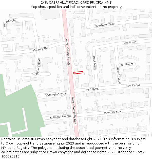 248, CAERPHILLY ROAD, CARDIFF, CF14 4NS: Location map and indicative extent of plot