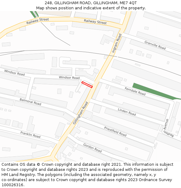 248, GILLINGHAM ROAD, GILLINGHAM, ME7 4QT: Location map and indicative extent of plot