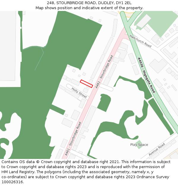 248, STOURBRIDGE ROAD, DUDLEY, DY1 2EL: Location map and indicative extent of plot
