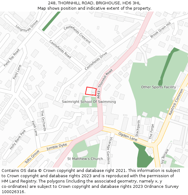 248, THORNHILL ROAD, BRIGHOUSE, HD6 3HL: Location map and indicative extent of plot
