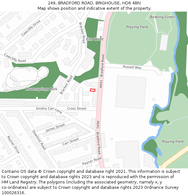 249, BRADFORD ROAD, BRIGHOUSE, HD6 4BN: Location map and indicative extent of plot
