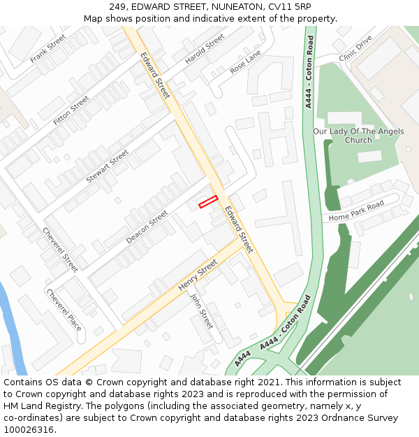 249, EDWARD STREET, NUNEATON, CV11 5RP: Location map and indicative extent of plot