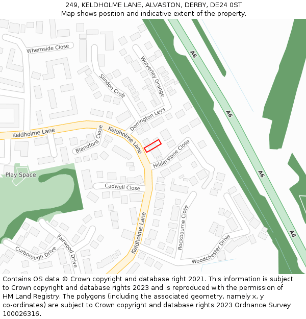 249, KELDHOLME LANE, ALVASTON, DERBY, DE24 0ST: Location map and indicative extent of plot