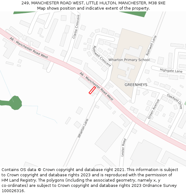 249, MANCHESTER ROAD WEST, LITTLE HULTON, MANCHESTER, M38 9XE: Location map and indicative extent of plot
