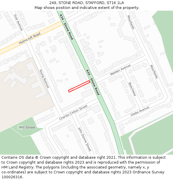 249, STONE ROAD, STAFFORD, ST16 1LA: Location map and indicative extent of plot