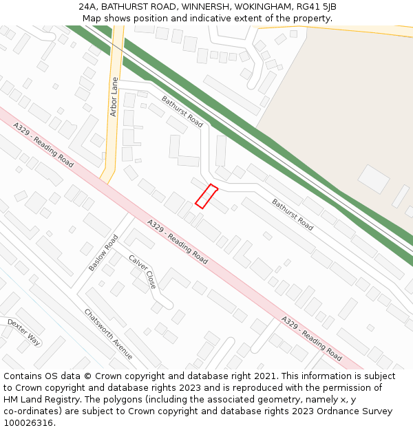 24A, BATHURST ROAD, WINNERSH, WOKINGHAM, RG41 5JB: Location map and indicative extent of plot