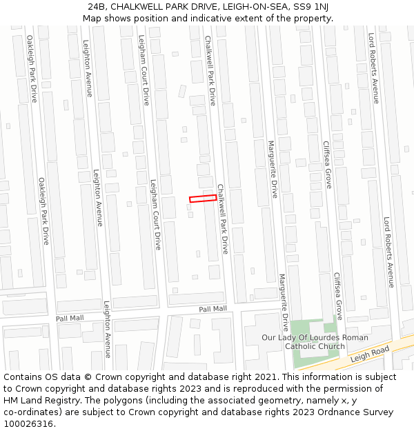 24B, CHALKWELL PARK DRIVE, LEIGH-ON-SEA, SS9 1NJ: Location map and indicative extent of plot