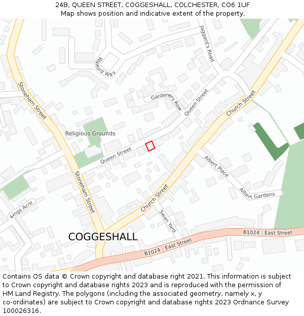 24B, QUEEN STREET, COGGESHALL, COLCHESTER, CO6 1UF: Location map and indicative extent of plot