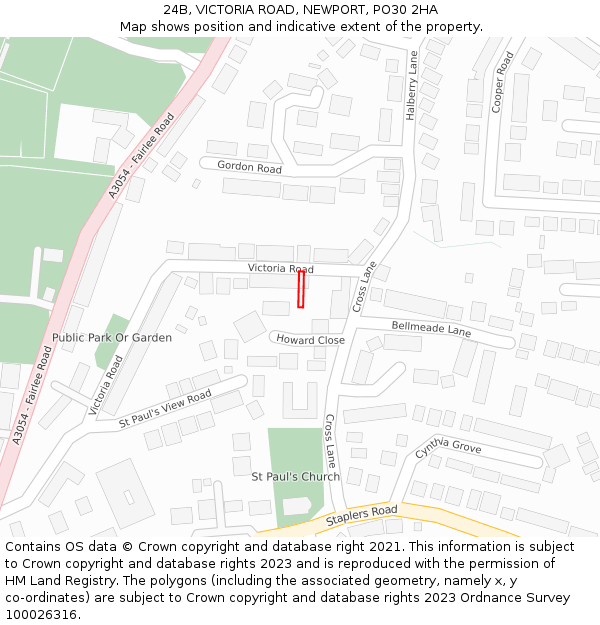 24B, VICTORIA ROAD, NEWPORT, PO30 2HA: Location map and indicative extent of plot