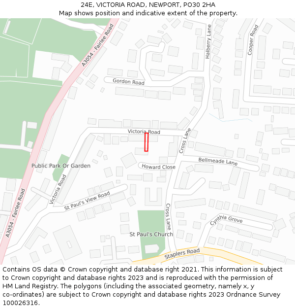 24E, VICTORIA ROAD, NEWPORT, PO30 2HA: Location map and indicative extent of plot