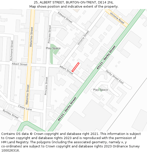 25, ALBERT STREET, BURTON-ON-TRENT, DE14 2NL: Location map and indicative extent of plot