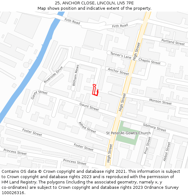 25, ANCHOR CLOSE, LINCOLN, LN5 7PE: Location map and indicative extent of plot