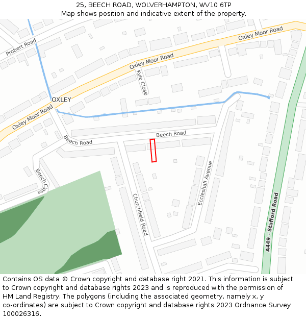 25, BEECH ROAD, WOLVERHAMPTON, WV10 6TP: Location map and indicative extent of plot