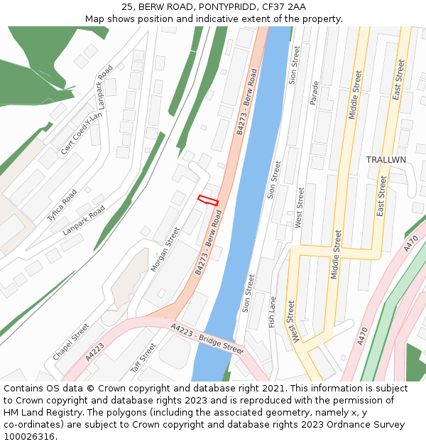 25, BERW ROAD, PONTYPRIDD, CF37 2AA: Location map and indicative extent of plot