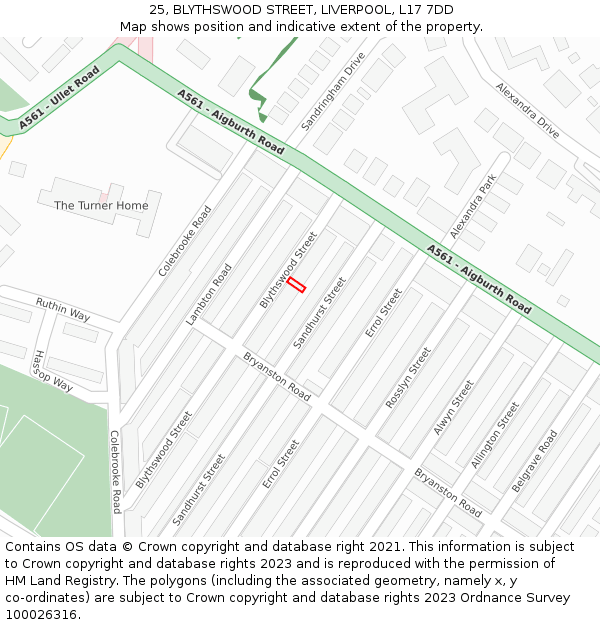 25, BLYTHSWOOD STREET, LIVERPOOL, L17 7DD: Location map and indicative extent of plot