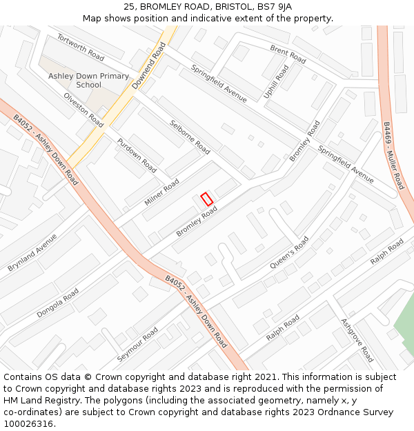 25, BROMLEY ROAD, BRISTOL, BS7 9JA: Location map and indicative extent of plot