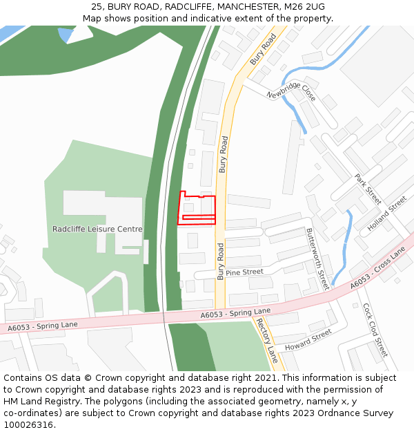 25, BURY ROAD, RADCLIFFE, MANCHESTER, M26 2UG: Location map and indicative extent of plot