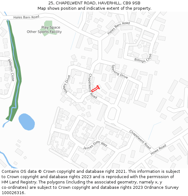 25, CHAPELWENT ROAD, HAVERHILL, CB9 9SB: Location map and indicative extent of plot