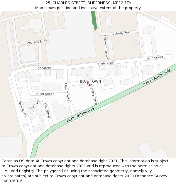 25, CHARLES STREET, SHEERNESS, ME12 1TA: Location map and indicative extent of plot