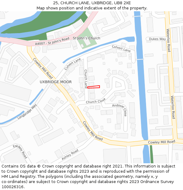 25, CHURCH LANE, UXBRIDGE, UB8 2XE: Location map and indicative extent of plot