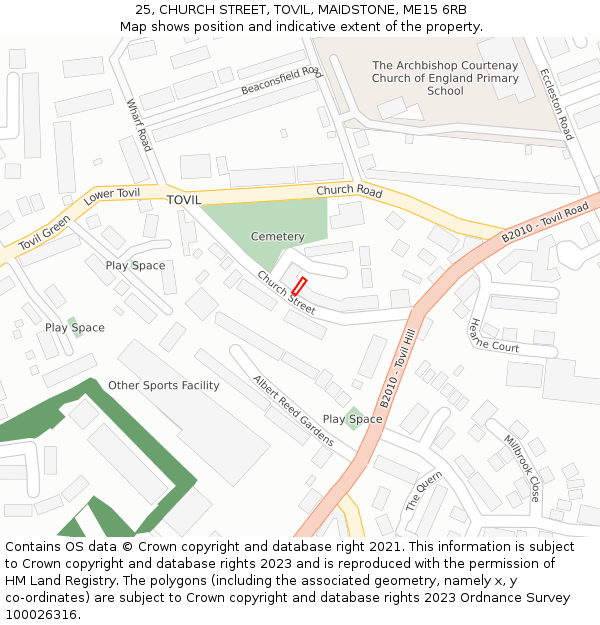 25, CHURCH STREET, TOVIL, MAIDSTONE, ME15 6RB: Location map and indicative extent of plot