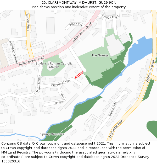 25, CLAREMONT WAY, MIDHURST, GU29 9QN: Location map and indicative extent of plot