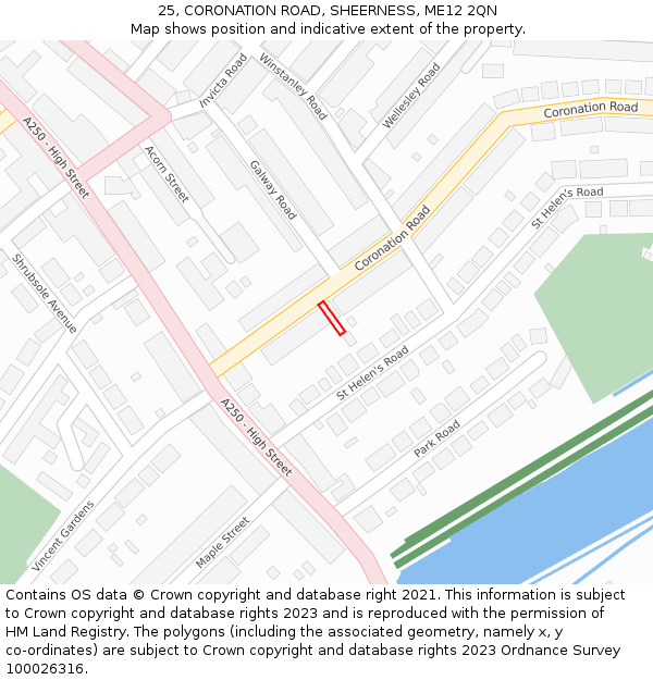 25, CORONATION ROAD, SHEERNESS, ME12 2QN: Location map and indicative extent of plot