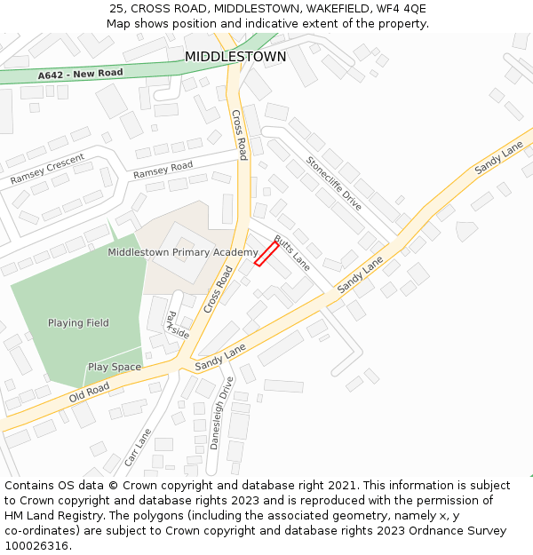 25, CROSS ROAD, MIDDLESTOWN, WAKEFIELD, WF4 4QE: Location map and indicative extent of plot