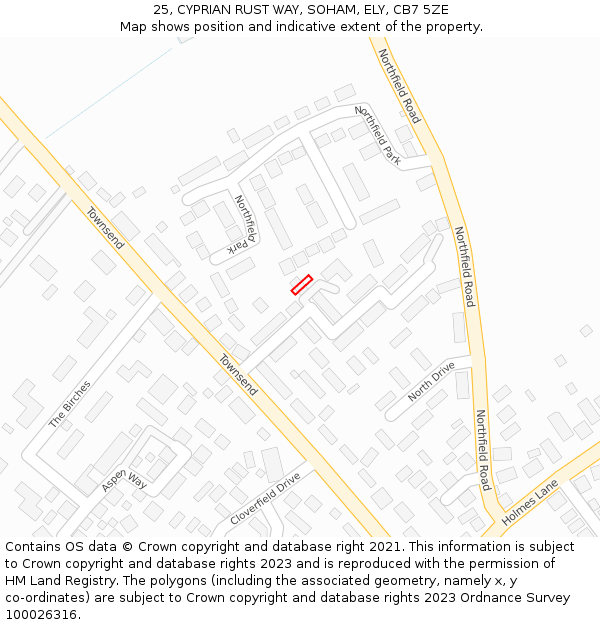 25, CYPRIAN RUST WAY, SOHAM, ELY, CB7 5ZE: Location map and indicative extent of plot