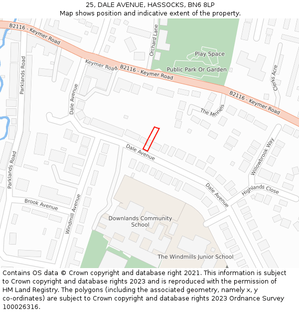 25, DALE AVENUE, HASSOCKS, BN6 8LP: Location map and indicative extent of plot