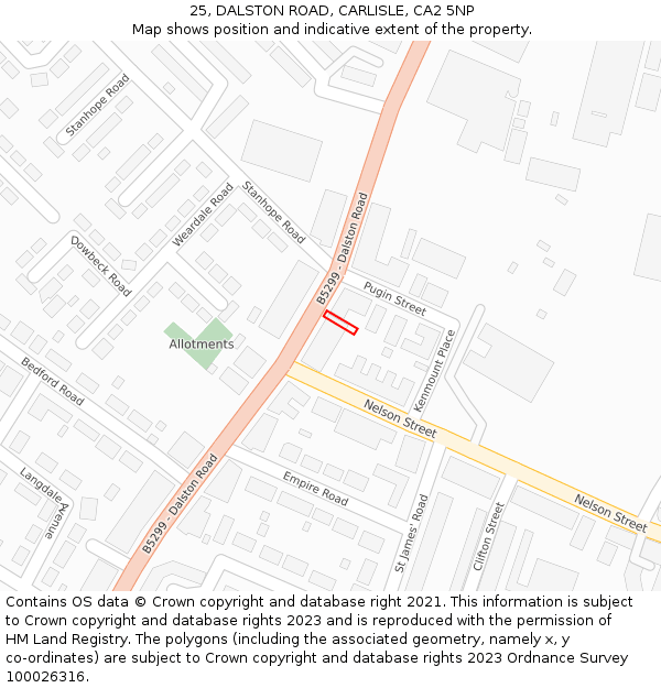 25, DALSTON ROAD, CARLISLE, CA2 5NP: Location map and indicative extent of plot
