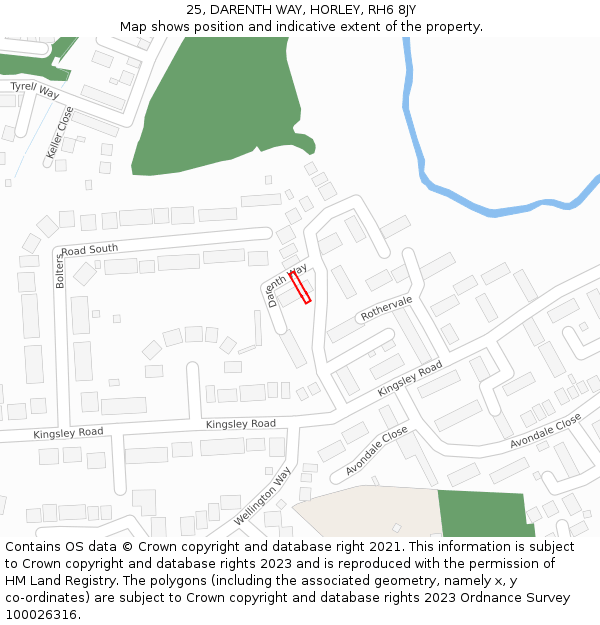 25, DARENTH WAY, HORLEY, RH6 8JY: Location map and indicative extent of plot