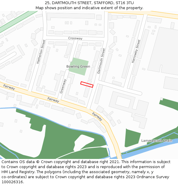 25, DARTMOUTH STREET, STAFFORD, ST16 3TU: Location map and indicative extent of plot