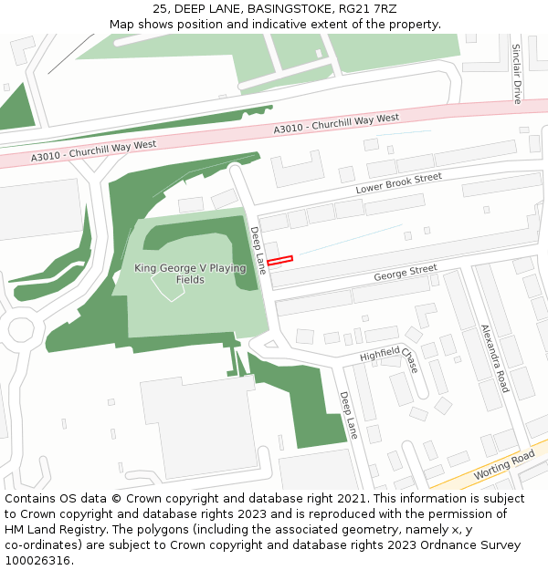 25, DEEP LANE, BASINGSTOKE, RG21 7RZ: Location map and indicative extent of plot