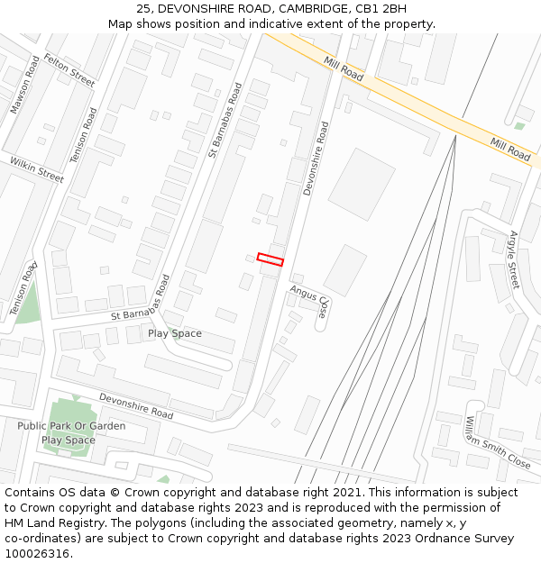 25, DEVONSHIRE ROAD, CAMBRIDGE, CB1 2BH: Location map and indicative extent of plot