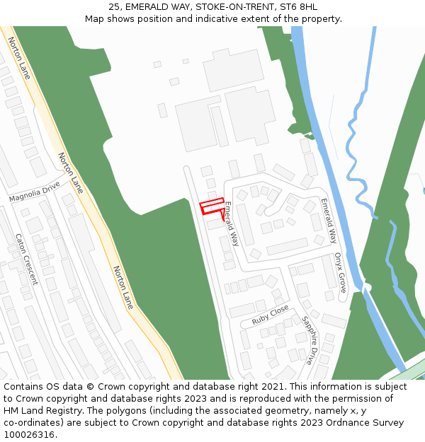 25, EMERALD WAY, STOKE-ON-TRENT, ST6 8HL: Location map and indicative extent of plot