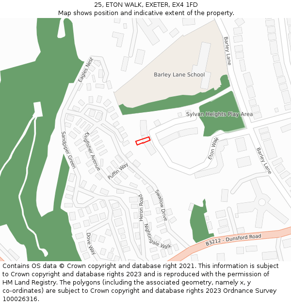25, ETON WALK, EXETER, EX4 1FD: Location map and indicative extent of plot