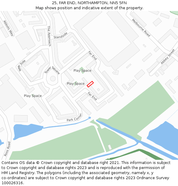 25, FAR END, NORTHAMPTON, NN5 5FN: Location map and indicative extent of plot