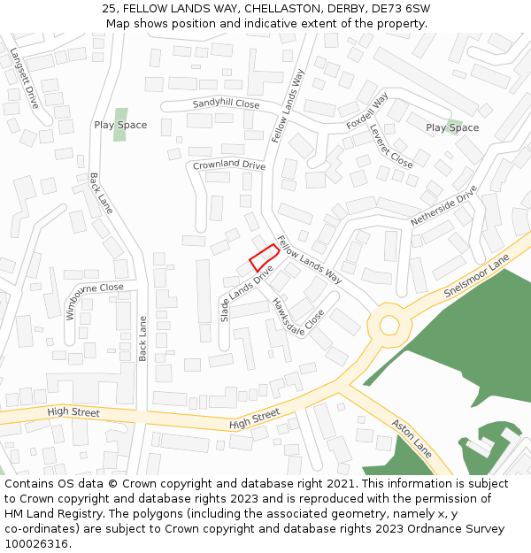 25, FELLOW LANDS WAY, CHELLASTON, DERBY, DE73 6SW: Location map and indicative extent of plot