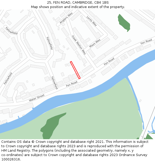 25, FEN ROAD, CAMBRIDGE, CB4 1BS: Location map and indicative extent of plot