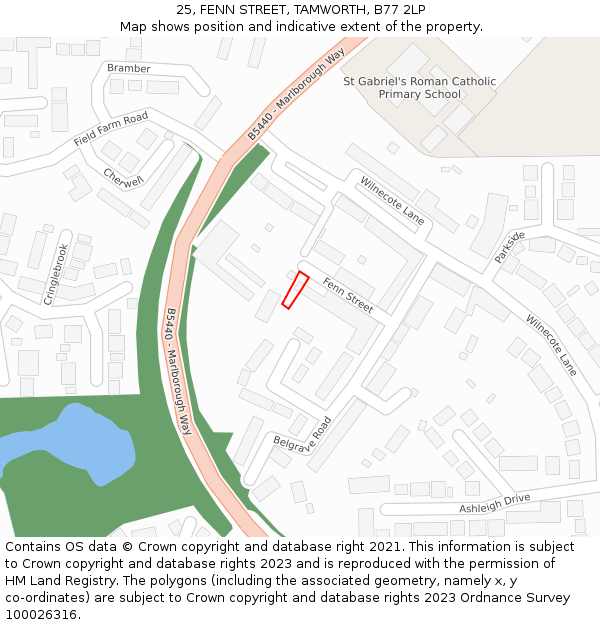 25, FENN STREET, TAMWORTH, B77 2LP: Location map and indicative extent of plot