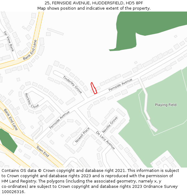 25, FERNSIDE AVENUE, HUDDERSFIELD, HD5 8PF: Location map and indicative extent of plot