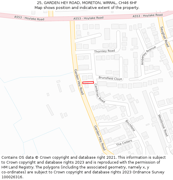 25, GARDEN HEY ROAD, MORETON, WIRRAL, CH46 6HF: Location map and indicative extent of plot